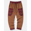 Mens Ethnic Pocket Designed Hem Cuff Ankle Length Pants