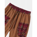 Mens Ethnic Pocket Designed Hem Cuff Ankle Length Pants