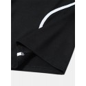 Mens Contrast Ribbon Applique Casual Drawstring Waist Shorts