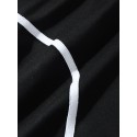 Mens Contrast Ribbon Applique Casual Drawstring Waist Shorts