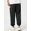 Mens Ethnic Geometric Print Patchwork Loose Drawstring Sweatpants