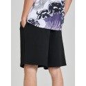 Mens Pattern Textured Loose Mid Length Drawstring Shorts