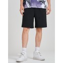 Mens Pattern Textured Loose Mid Length Drawstring Shorts