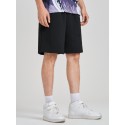 Mens Pattern Textured Loose Mid Length Drawstring Shorts