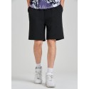 Mens Pattern Textured Loose Mid Length Drawstring Shorts