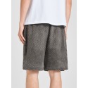 Mens Textured Side Split Solid Color Drawstring Shorts