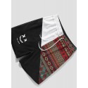 Mens Ethnic Geometric Funny Face Pattern Patchwork Corduroy Shorts