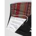 Mens Ethnic Geometric Funny Face Pattern Patchwork Corduroy Shorts