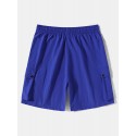 Mens Solid Color Textured Flap Pocket Loose Casual Cargo Shorts