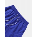 Mens Solid Color Textured Flap Pocket Loose Casual Cargo Shorts
