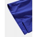Mens Solid Color Textured Flap Pocket Loose Casual Cargo Shorts