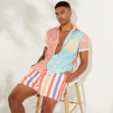 Mens Sunshine Striped Board Shorts Thin Quick Dry Mesh Lining Fishing Beach Shorts 