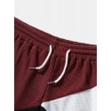Mens Color Block Patchwork Japanese Embroidered Waffle Knit Shorts
