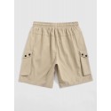 Mens Solid Flap Pocket Cotton Casual Drawstring Cargo Shorts