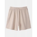 Mens Color Block Patchwork Chinese Character Print Loose Shorts