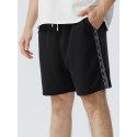 Mens Side Ethnic Ribbon Loose Drawstring Waist Shorts