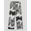 Mens Ombre Texture Elastic Waist Casual Pants