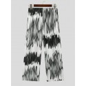 Mens Ombre Texture Elastic Waist Casual Pants