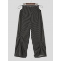 Mens Striped Cutout Drawcord Waist Pants