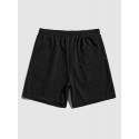 Mens Texture Knit Drawstring Waist Casual Shorts With Pocket