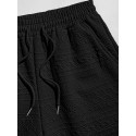 Mens Texture Knit Drawstring Waist Casual Shorts With Pocket