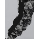 Mens Japanese Paisley Print Side Stripe Patchwork Loose Drawstring Pants