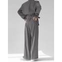 Mens Solid Lapel Button Front Belted Blazer Jumpsuit