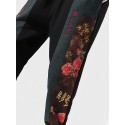 Mens Japanese Floral Print Patchwork Loose Harem Pants