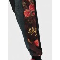 Mens Japanese Floral Print Patchwork Loose Harem Pants
