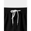 Mens Ethnic Pattern Patchwork Drawstring Waist Shorts With Pocket