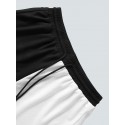 Mens Rose Ethnic Geometric Print Patchwork Drawstring Waist Shorts