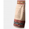 Mens Ethnic Totem Print Patchwork Drawstring Waist Shorts