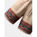 Mens Ethnic Totem Print Patchwork Drawstring Waist Shorts