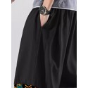Mens Geometric Print Cuff Patchwork Cotton Cropped Pants