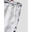 Mens Coconut Tree Print Patchwork Hawaiian Vacation Drawstring Shorts