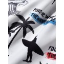 Mens Coconut Tree Print Patchwork Hawaiian Vacation Drawstring Shorts