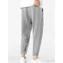 Mens Solid Color Texture Casual Loose Pants With Pocket