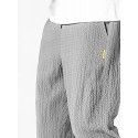 Mens Solid Color Texture Casual Loose Pants With Pocket