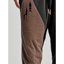 Menst Geometric Japanese Print Patchwork Drawstring Waist Pants