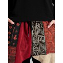 Mens Ethnic Tribal Pattern Patchwork Loose Drawstring Waist Pants