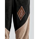 Mens Vintage Geometric Print Patchwork Loose Drawstring Waist Pants