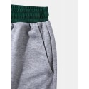 Mens Two Tone Patchwork Loose Drawstring Waist Sweatpants