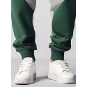 Mens Two Tone Patchwork Loose Drawstring Waist Sweatpants