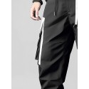Mens Side Stripe Patchwork Loose Drawstring Waist Cargo Pants