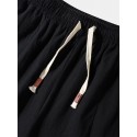 Mens Japanese Cherry Blossoms Print 100%Cotton Drawstring Waist Pants