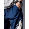 Mens Ethnic Geometric Pattern Patchwork Loose Drawstring Jogger Pants