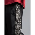 Mens Ethnic Paisley Print Patchwork Loose Drawstring Jogger Pants