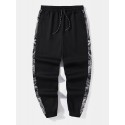 Mens Ethnic Paisley Print Patchwork Loose Drawstring Jogger Pants