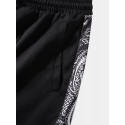 Mens Ethnic Paisley Print Patchwork Loose Drawstring Jogger Pants
