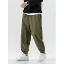 Mens Contrast Pocket Elastic Cuff Casual Corduroy Pants
